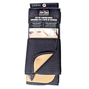 All-Clad Ogee Black Dish Mat Reverse to Beige Mesh Polyester 2pc Kitchen Gift